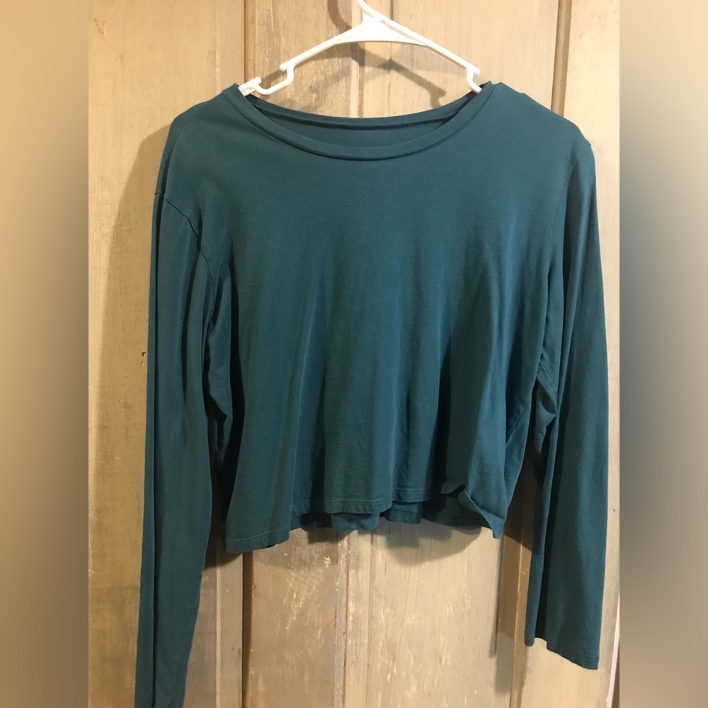 Green Long Sleeve Crop Top, Wild Fable Large